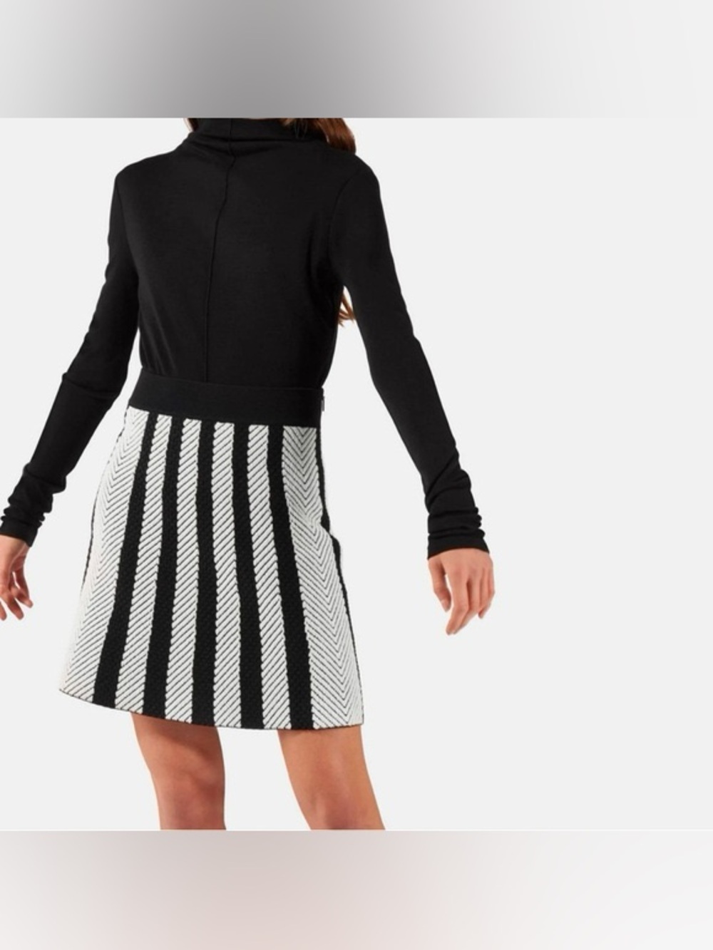 Maje jacquard chevron striped skirt
